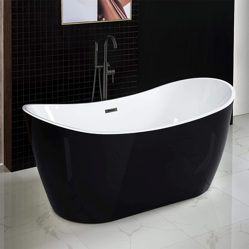 Luxury Oval Black Soaking Freestanding Bathtub (2)