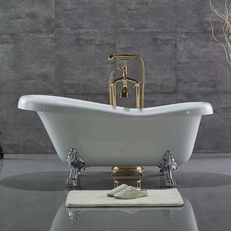 Modern Bathroom Bathtub with Clawfoot High Glossy White