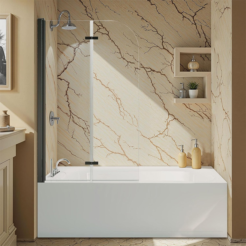 OEM Corner Shower tub door Folding door Clear Tempered Glass for bathroom