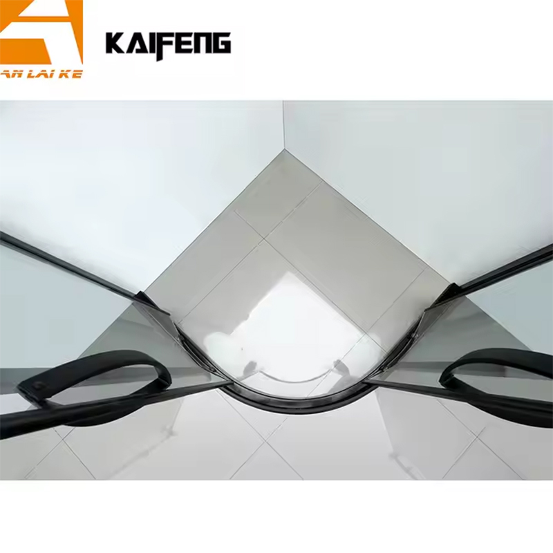 Corner bathroom shower, black stainless steel, sliding door, model KF-2309A (3)